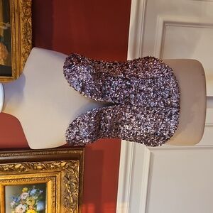 Fashion Nova Silver Sequined Crop Top Party Sexy Clubbing Datenight Size XL